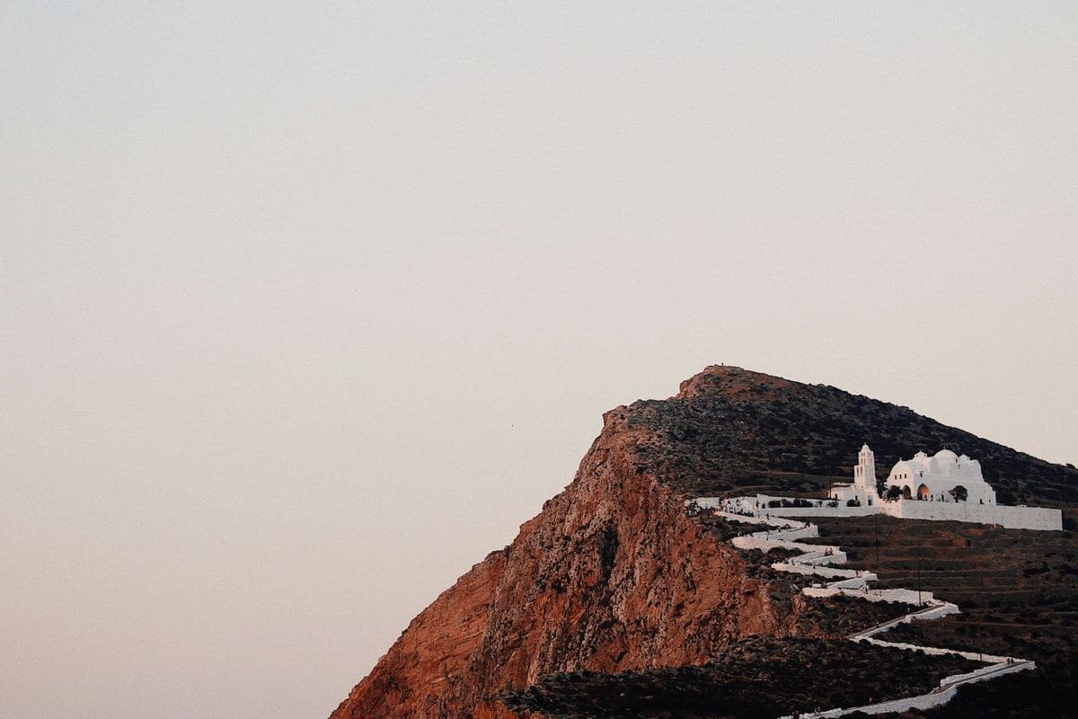 Folegandros' hilltop church path