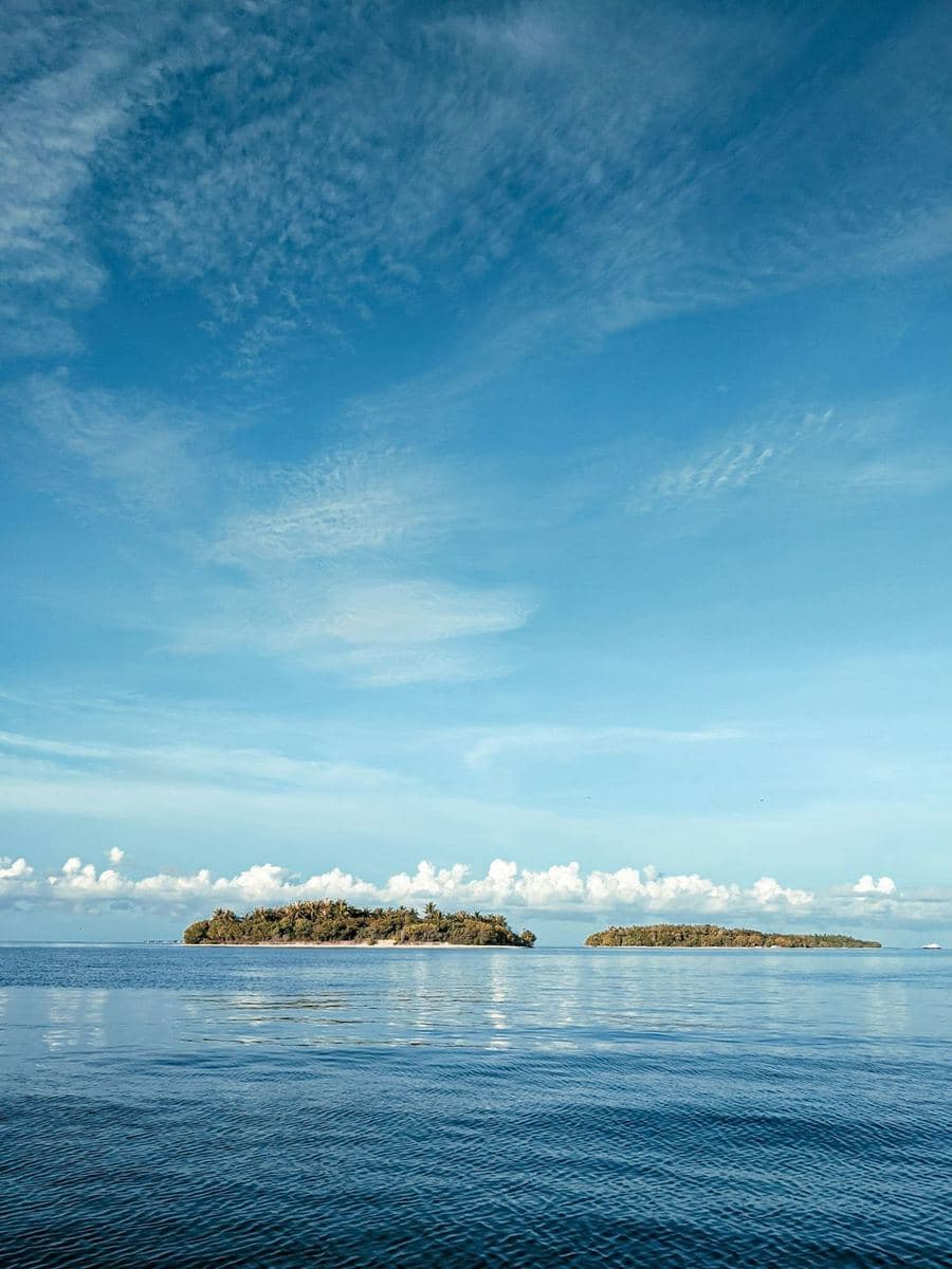 A lone island on still water